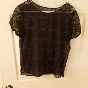 Black, lacey see through top